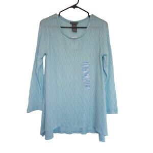 Chelsea & Theodore Anthropologie Women's Size L Blue White Knit Sweater Tunic